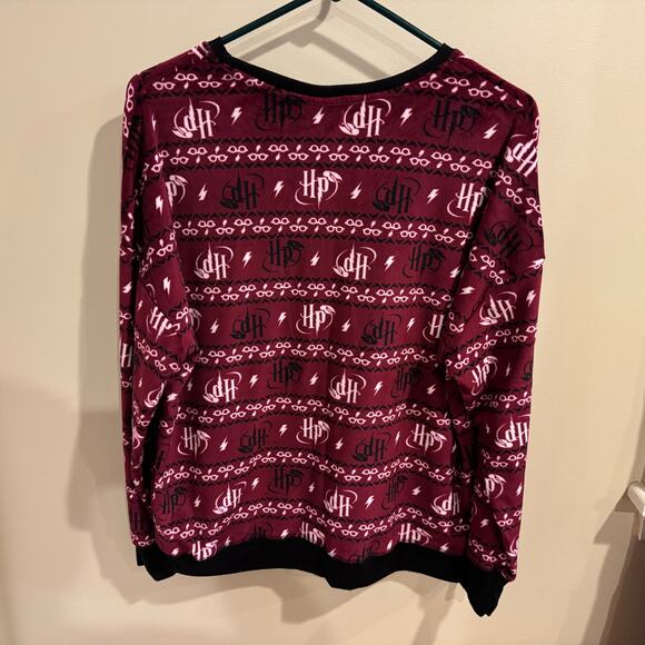 Harry Potter Fleece Pajama Set Womens Maroon Size Large - Picture 4 of 8